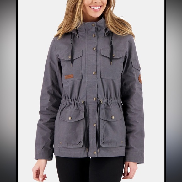 Obermeyer Heritage Collection Hazel Waxed Hooded Jacket Gray‎ XL - Picture 1 of 14